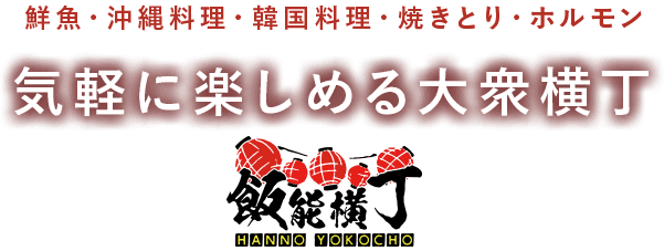 鮮魚・沖縄料理・韓国料理・焼きとり・ホルモン気軽に楽しめる大衆横丁